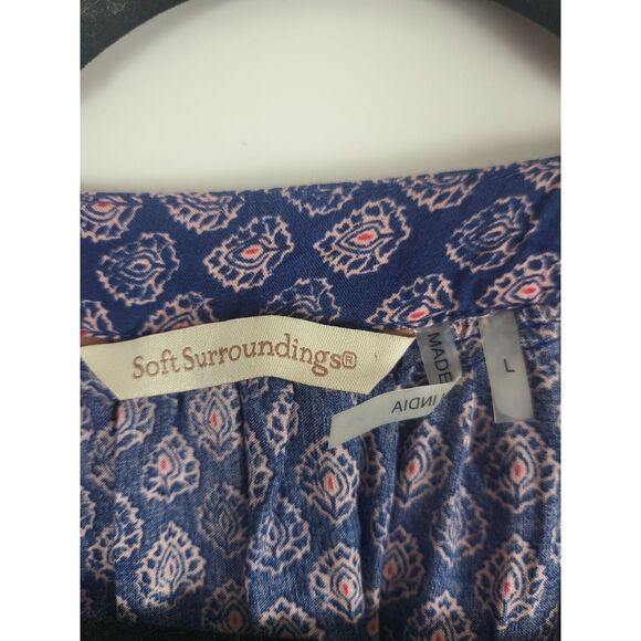 Soft Surroundings Blouse L Womens Light Weight Long Sleeve V Neck Pullover - Picture 6 of 11